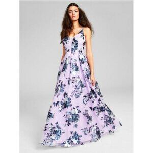 Crystal Doll Lilac Metallic Floral BIG SKIRT POCKETS Prom Ball Dress, Sz 13